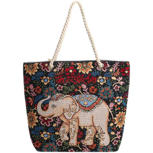 Women's Retro Shoulder Bag Casual Tote Handbags Ethnic Style Knitting Hand Bags
