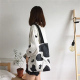 Cow Pattern Shopping Bag Harajuku Sweet Girls Casual Totes Large Shoulder