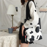 Cow Pattern Shopping Bag Harajuku Sweet Girls Casual Totes Large Shoulder
