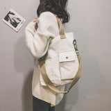Canvas Bags for Women Handbag Shoulder Bag Large Capacity Solid Totes