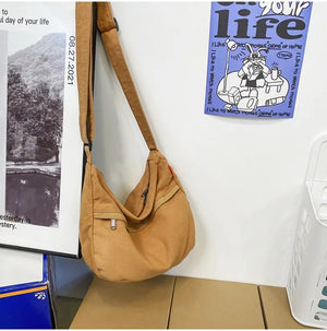 Vintage Canvas Crossbody Bag Eco Messenger Shopper Bag
