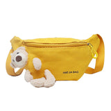Canvas Belt Bag Cartoon Bear Cross-body Chest Outdoor Female One