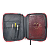 Floral Pattern Bible Cover with Handle and Zippered Pocket