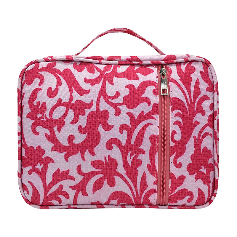 Floral Pattern Bible Cover with Handle and Zippered Pocket