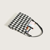 Canvas Checkered Shoulder Bag Women Large Capacity Tote Bag