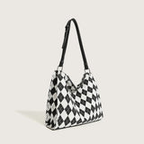Canvas Checkered Shoulder Bag Women Large Capacity Tote Bag