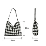 Canvas Checkered Shoulder Bag Women Large Capacity Tote Bag