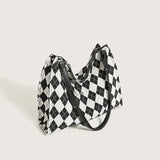 Canvas Checkered Shoulder Bag Women Large Capacity Tote Bag