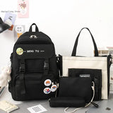Solid Women's Backpack 4-Piece Set for Teens
