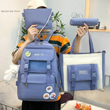 Solid Women's Backpack 4-Piece Set for Teens