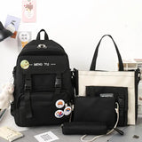 Solid Women's Backpack 4-Piece Set for Teens