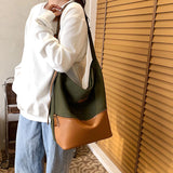 Canvas Bucket Bag Small Shoulder Crossbody Tote with Zipper Casual Shopper