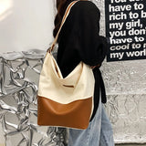 Canvas Bucket Bag Small Shoulder Crossbody Tote with Zipper Casual Shopper
