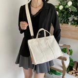 Canvas Casual Tote Women's Bag Solid Shopper Handbag Large Capacity