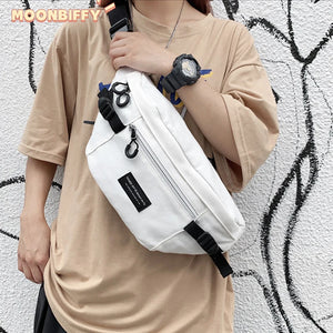 Canvas Casual Waist Bag Unisex Fanny Pack Hip Hop Banana Bags for Women