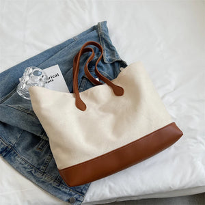 Canvas College Student Bag For Women Large-capacity Lady Shoulder Bag