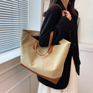 Canvas College Student Bag For Women Large-capacity Lady Shoulder Bag