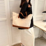 Canvas College Student Bag For Women Large-capacity Lady Shoulder Bag