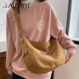 Canvas Commute Bag Large Capacity Women Underarm Bags Soft Letter Printed Casual