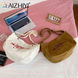Canvas Commute Bag Large Capacity Women Underarm Bags Soft Letter Printed Casual