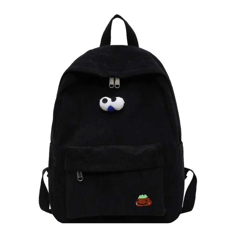 Canvas Corduroy Backpack High School Lightweight Travel College Lap