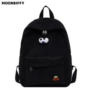 Canvas Corduroy Backpack High School Lightweight Travel College Lap