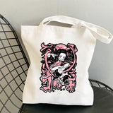 Corduroy Shoulder Shopping Bags Anime Print Women Shopper Handbag