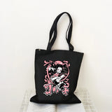 Corduroy Shoulder Shopping Bags Anime Print Women Shopper Handbag