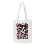 Corduroy Shoulder Shopping Bags Anime Print Women Shopper Handbag