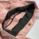 Corduroy Shoulder Shopping Bags for Women Large Capacity Totes