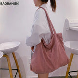 Corduroy Shoulder Shopping Bags for Women Large Capacity Totes