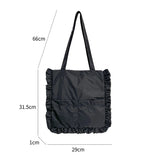 Canvas Ruffled Shoulder Bag Large Capacity Tote