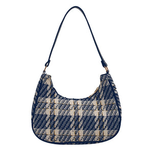 Canvas Crescent Shoulder Handbag Women Mini Tote HandBag Zipper Closure