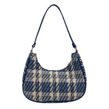 Canvas Crescent Shoulder Handbag Women Mini Tote HandBag Zipper Closure