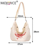 Canvas Crossbody Bag Large Capacity Top-handle Bags Letter Printed