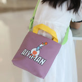Canvas Crossbody Bags Cartoon Messenger Handbag Animal Prints Zipper