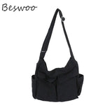 Canvas Crossbody Shoulder Bag Large Capacity Travel Backpack