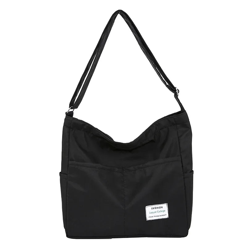Canvas Crossbody Bag Women Large Capacity Handbag Solid Nylon Messenger Bag