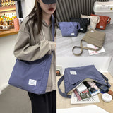 Canvas Crossbody Bag Women Large Capacity Handbag Solid Nylon Messenger Bag