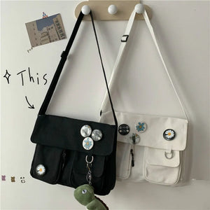 Canvas Crossbody Bag for Women Large Capacity Solid Shoulder Bag