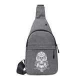 Skull Print Canvas Crossbody Small Chest Pack Hip Hop Streetwear Fanny Bag