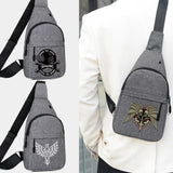 Skull Print Canvas Crossbody Small Chest Pack Hip Hop Streetwear Fanny Bag