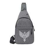 Skull Print Canvas Crossbody Small Chest Pack Hip Hop Streetwear Fanny Bag