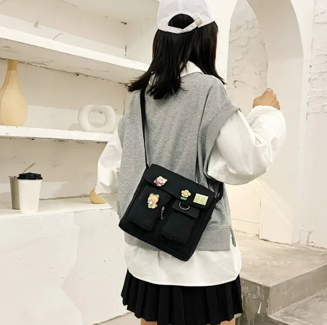 Canvas Diagonal Cross Bag Large Capacity Shoulder Bag