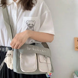 Canvas Diagonal Cross Body Bag Large Capacity Women Shoulder Bag