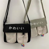 Canvas Diagonal Cross Body Bag Large Capacity Women Shoulder Bag