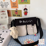 Canvas Diagonal Cross Body Bag Large Capacity Women Shoulder Bag