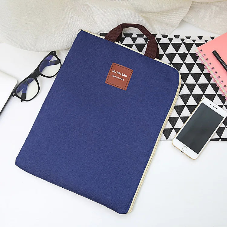 Canvas A4 File Folder Dual Buckles Filing Bag Waterproof Paper Organizer