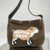 Canvas Dog Graphic Snap Button Vintage Backpacks