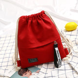 Canvas Drawstring Backpack School Gym Bag Casual Knapsack Women Bags